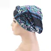 BeanieSkull Caps Summer Flower Print Turban Muslim Hat Fashion Braided Bandanas India Head Wrap African Nigerian Headwear Party A8402553