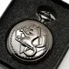 Pocket Watches Black Fullmetal Alchemist Watch Quartz Necklace Leather Chain Box Bag Relogio De Bolso Sets Gifts For Men WomenPocket