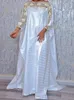 Casual Dresses Women Sparkly Maxi Dress Oversized Kaftan Bright Silk Stitching Large Size 4XL 5XL Loose Beach African Female Party Gowns