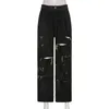 Nowe dżinsy rozerwane kobiety Y2K High Street Retro Holening Grinding High Waisted Dżinsy Hot Girl Loose Casual Streetwear Dżinsy L220726