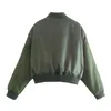 Женские куртки Xikom 2022 Женская модная винтажная шикарный зеленый негабаритный бомбардир