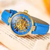 Wristwatches Forsining White Skeleton Automatic Mechanical Women Watch Lady Wrist Fashion Leather Strap Clock Reloj MujerWristwatches Wristw