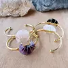 Bangle Amethyst Rose Rose Quartz Clear Crystal Onyx Półksiężyc Księżyc Gold Plaked Drut zawinięty regulowany bransoleklebangle Inte22