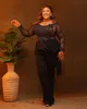 2022 Arabski Plus Size Ara Aso Ebi Black Lace Kaliwowe Jumpsuits Sukienki Promowanie Płacie Seksowne wieczór Formalne przyjęcie Drugi przyjęcie urodzinowe suknie zaręczynowe sukienka ZJ606