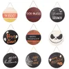 Happy Halloween Wood Sign Hanging Front Door Decor Round Wooden Plaque Pendant Party Decoration Wall Hanging Ornament Outdoor HY0448