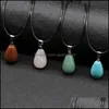 Arts And Crafts Arts Gifts Home Garden Natural Stone Waterdrop Ball Shape Pendant Necklace Teardrop Quartz Healing Crystal Dhcye