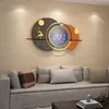 Horloges murales 3D grande horloge murale moderne lumière luxe acrylique muet salon fond restaurant décoratif mur rond