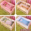 5pcs Born Baby Bedding Set Crib with Bumper Cot S Kids Bed 90x50cm CP01S 220531