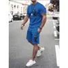 Estate Uomo Imposta T-shirt a maniche corte Tuta stampa Tuta abbinata a colori Casual Top e pantaloncini oversize Abbigliamento sportivo traspirante 220621