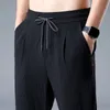 Casual Linen Pants Men Harem Joggers Sport Sweatpants Solid color Black Gray Ankle length Trousers Elastic waist 220719