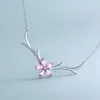 Pendant Necklaces Korean Fashion Style Pink Sakura Elk Necklace Simple Silver Plated Lady Zircon Charm Women Wedding JewelryPendant PendantP