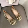 Готическое леопардовое принт повседневной проскальзывание на балетных квартирах Женские модные кожа