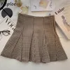 Neploe retro pläterade kjolar Kvinnor Höst Koreansk stil Mode Mini Skirt Kvinna Hög midja A-Line Mujer Faldas 220317