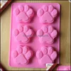 Diy Paw Shaped Cake Mold Cartoon Hand Made Sile Soap Mods Heat Resistant Silica Gel Baking Molds 2 2Xg Bb Drop Delivery 2021 Bakeware Kitche