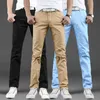 Calças masculinas Spring Autumn Casual Men Cotton Slim Fit Chinos Fashion Troushers Roupas de marca masculina 9 cores mais tamanho 28 38 220826