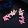 Orecchino di design vintage con ciondolo a farfalla lungo Orecchini con zirconi bianchi AAA in oro rosa Rame in argento sterling 925 con gioielli 3926273