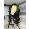 13X4 Highlight Green Lace Front Menselijk Haar Pruik Pre Geplukt Body Wave Synthetische Sluiting Pruiken Voor Zwarte Vrouwen