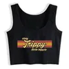 Crop Top Samica Pobyt Trippy Little Hippie Ubrania Czarny Druku Tank Kobiety Tube 220325