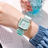 Zegarek proste dziewczyny oglądać parę kwadratowej tarczy osobowość silikonowy pasek kwarcowy nadgarstka kreatywne zegarki