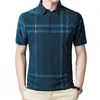 BROWON Business Polo Shirt Uomo Estate Casual Allentato Traspirante Anti-rughe Maniche corte Plaid Uomo Polo Shirt Uomo Top 220727