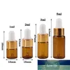 5pcs 1ml 2ml 3ml 5ml Amber Glass Dropper Bottle Empty Refillable Clear Glass Vials with Gold Cap for Essential Oil Aromatherapy