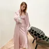 Yaoting kimono rosa seda luxo pijamas cetim sexy mulher camisola personalizado roupão de banho nightie sleepwear casa roupas robe 220621