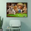 Creatieve cartoon Animal Dog spelen biljart canvas schilderen Posters print Wall Art Picture voor woonkamer Home Decor Cuadros