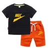 New 2 Pcs Novelty Summer Baby Boy Sport Outfits Clothes Sets Girls Clothing Solid Top T-Shirt Shorts Children Tracksuit For Kid High Quality