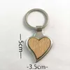 Porte-clés en métal et bois, rond, cœur, rectangulaire, Simple, bricolage, clé de voiture en bois vierge, pendentif, cadeaux à la mode