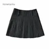 여름 여자 줄무늬 주름진 치마 높은 웨이스트 캐주얼 미니 Faldas 한국어 패션 펑크 카와이 섹시 Y2K 220322