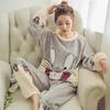 Conjunto de pijama de franela de invierno para mujer
