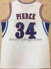 Xflsp 34 Paul Pierce Kansas Jayhawks Basketball-Trikot, weiß, blau, Stickerei, genäht, beliebiger Name und Nummer