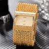 Relojes de pulsera Cussi Cadena Pulsera Relojes Oro / Plata IP Chapado en oro Diamante Dial Cuarzo Moda Mujer Vestido de lujo Reloj con caja