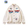 Uncledonjm Varsity Jacket Leather Embroidery Motorcycle Mens Trendy Hip Hop Coupleas Fashion Bomber T220728