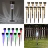 Wit RGB Outdoor Solar Light Roestvrij stalen Solars Lampen Landschap Verlichting PoweredSolar Garden voor Pathway Walkway Patio Yard