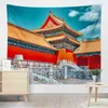 Street View Old Buildings People Dike Series Wall Hanging Wall Carpets Wall Cloth Mat Background Blanket Home Decoration J220804