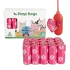 Sacos de cocô de cachorro com distribuidores pata de pata biodegradável Roll Roll Roll para a caminhada ao ar livre e viagens à prova de vazamentos