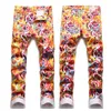 Men's Full Printed Denim Pants Slim Fit Skinny Night Club Cool Jean