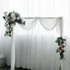 Décoratif Fleurs Couronnes 2pcs Ensemble Rétro Coin Artificiel Triangle Guirlande Arche De Mariage Toile De Fond Décor Coureur Mur Arranger Fleur Rangée Cu