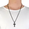 Stock Delicate Collane con ciondolo croce in acciaio inossidabile da uomo Lettera incisa da uomo con cuore singolo Religione Fede crocifisso Fascino Catena in titanio per regalo