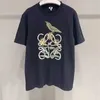 Heren T-shirts Designer Luojia 2022 Spring en zomer Nieuwe geborduurde planten Specimen T-shirt Loose Casual Bird Short Sleeve heren vrouwen