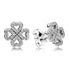 Stud Sterling Silver Earring Classic Elegance Lucky in Clover Petals of Love Bow With Crystal for Women Fashion Jewelrystud Farl22