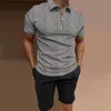 TwoPiece Summer Mens Fashion Lapel Zipper ShortSleeved T Casual Polo Shirt Shorts Set 220614