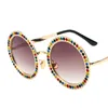 Gafas de sol redondas con diamantes de imitación, gafas de marca de lujo para mujer, gafas de sol grandes con diamantes para mujer, gafas de sol Vintage