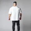대형 티셔츠 남자 보디 빌딩 탑 캐주얼 라이프 스타일 체육관 착용 티셔츠 남성 느슨한 스트리트웨어 힙합 tshirt