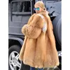 Femmes Faux Fourrure 90cm Long Vrai Rouge Manteau Épais Chaud Hiver Luxe Pardessus Femmes Véritable Manteaux De Peau Entière Avec ColFemmes FemmesFemmes