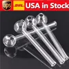 Lager i USA 4inch Glass Oil Burner Pipe Spoon Pyrex Oil Burner Glass Pipes Handrökning Rör för rökningstillbehör Tobaksverktyg