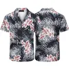 Camisetas masculinas camisas casuais manga curta floral plus size masculina clássica lapela de botão de negócios slim fit camisa de alta qualidade camisa masculina de cor sólida Simplicidade elegante