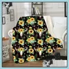 Filtar Hemtextiler Garden 2022 Sherpa Filt 150x130cm Sunflower Floral Leopard 3D Tryckt ADT Kids Winter Plush Shawl Couch Soffa Thr Thr