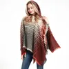 Scarves Design Women Ladies Patchwork Gradient Tassel Cape Coat Fringe Poncho Oblique Stripe Bohemian Shawl Scarf Drop242m